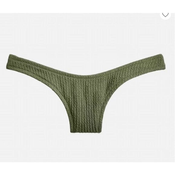 J. Crew Textured curved-waist cheeky bikini bottom‎ Green Size XL NWT - Picture 1 of 5